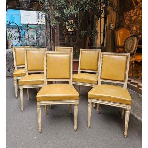 Suite de Six Chaises de Style Louis XVI