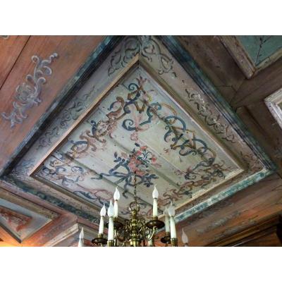 Plafond Et Bureau De Boiserie Epoque XVIIème Siècle