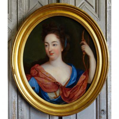 Portrait De Femme En Diane Epoque Louis XIV
