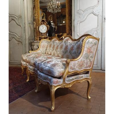 Canapé à Joues En Bois Doré Epoque Louis XV