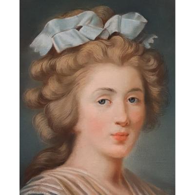 Pastel d'Une Jeune Femme Epoque Louis XVI