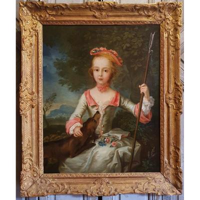 Portrait d'Une Jeune Bergère Epoque Louis XV