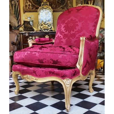 Large Bergère En Bois Doré Epoque Louis XV