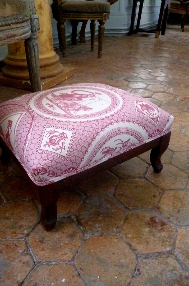 Repose Pied XIX E  Toile De Jouy