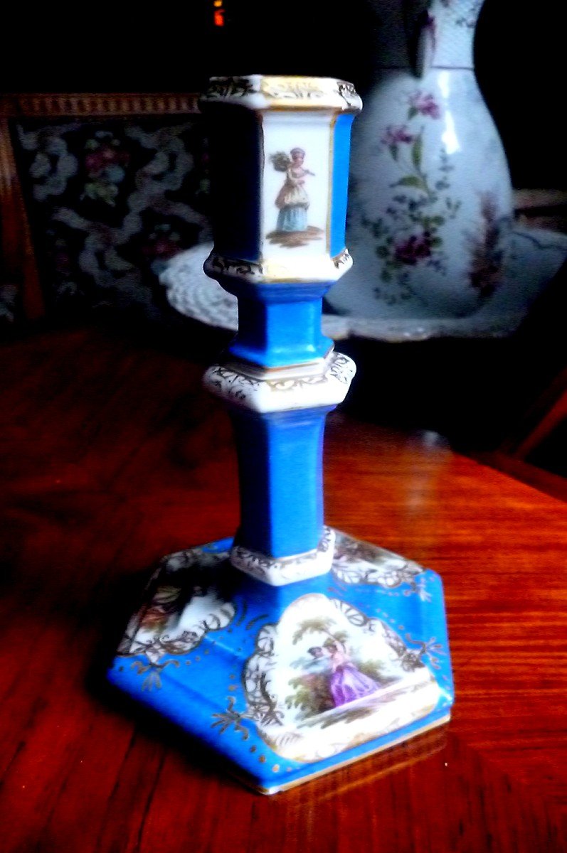 Berlin Porcelain Candlestick XIX E Century-photo-7