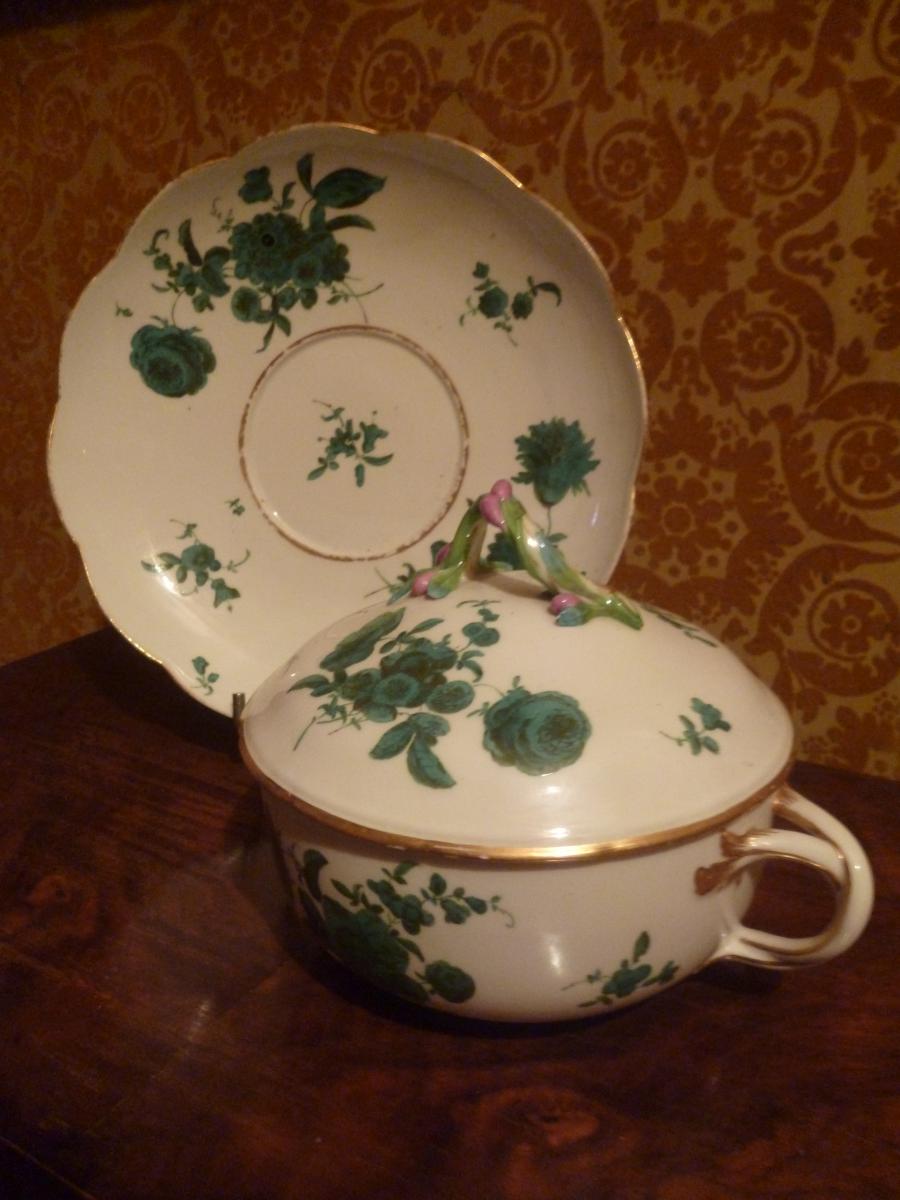 Important Bouillon Bowl XVIII E Century Meissen Time-photo-5