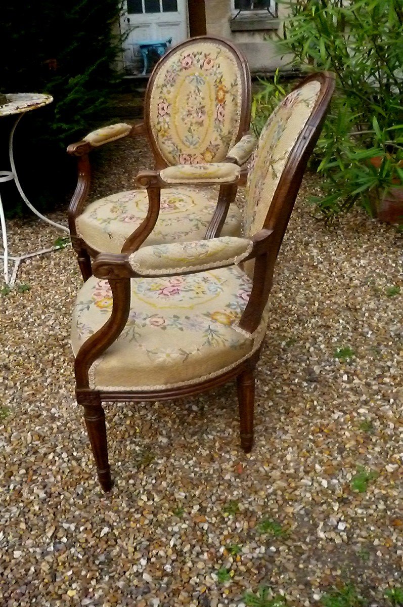 Pair Of Louis XVI Period Armchairs-photo-3