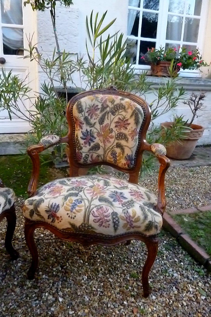 Paire  De  Fauteuils  d'époque  Louis  XV-photo-2