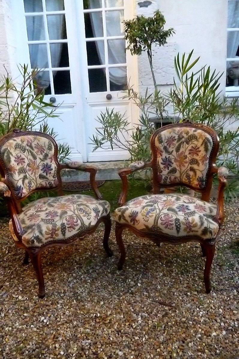 Paire  De  Fauteuils  d'époque  Louis  XV-photo-8