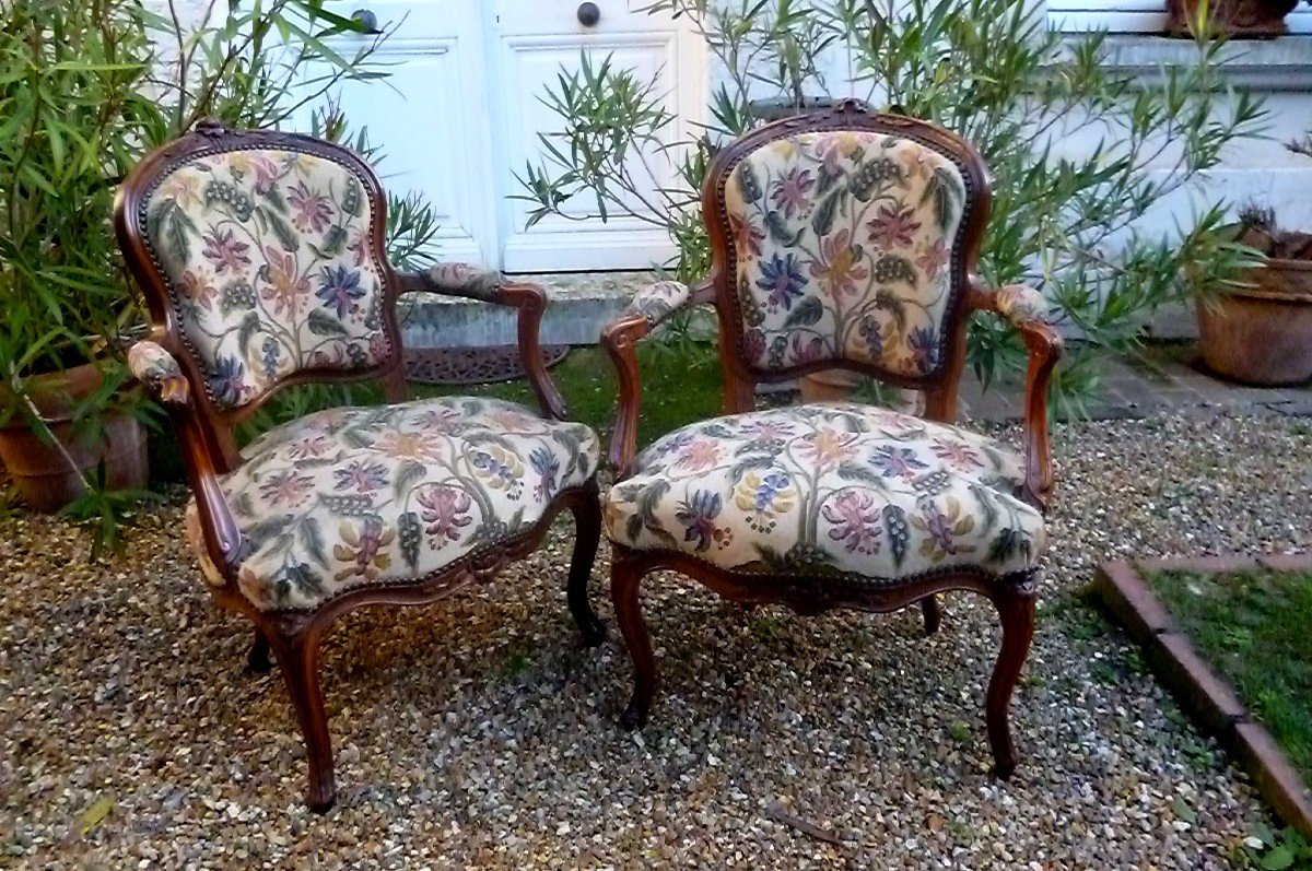 Paire  De  Fauteuils  d'époque  Louis  XV