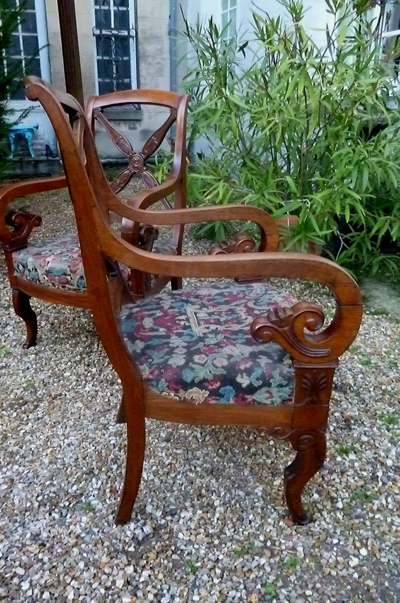 Pair Of Restoration Period Armchairs-photo-7