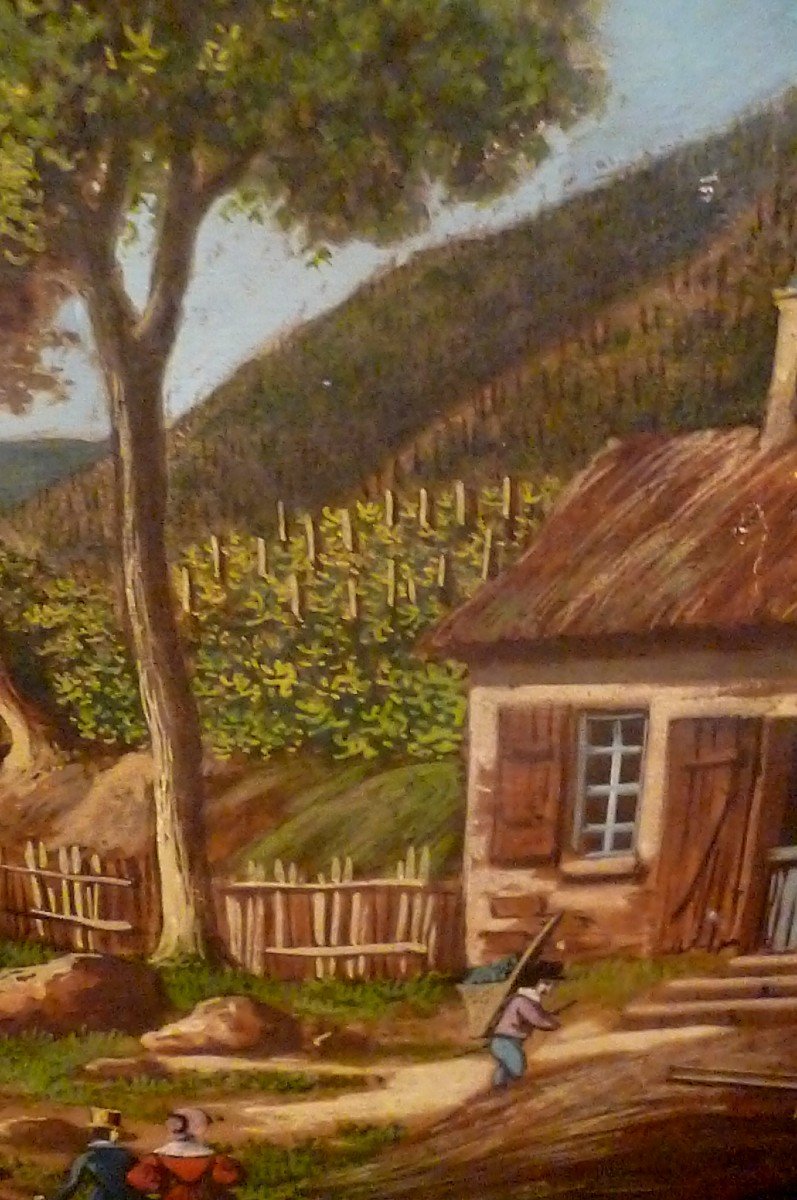 Large Gouache "the Harvest" Romantic Period 1820/1830-photo-6