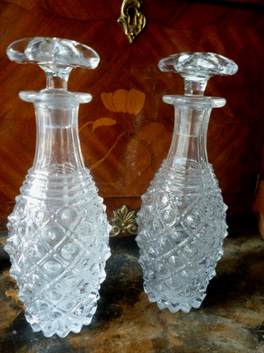 Paire  De  Flacons   Epoque Charles X   Cristallerie  Du  Creusot 
