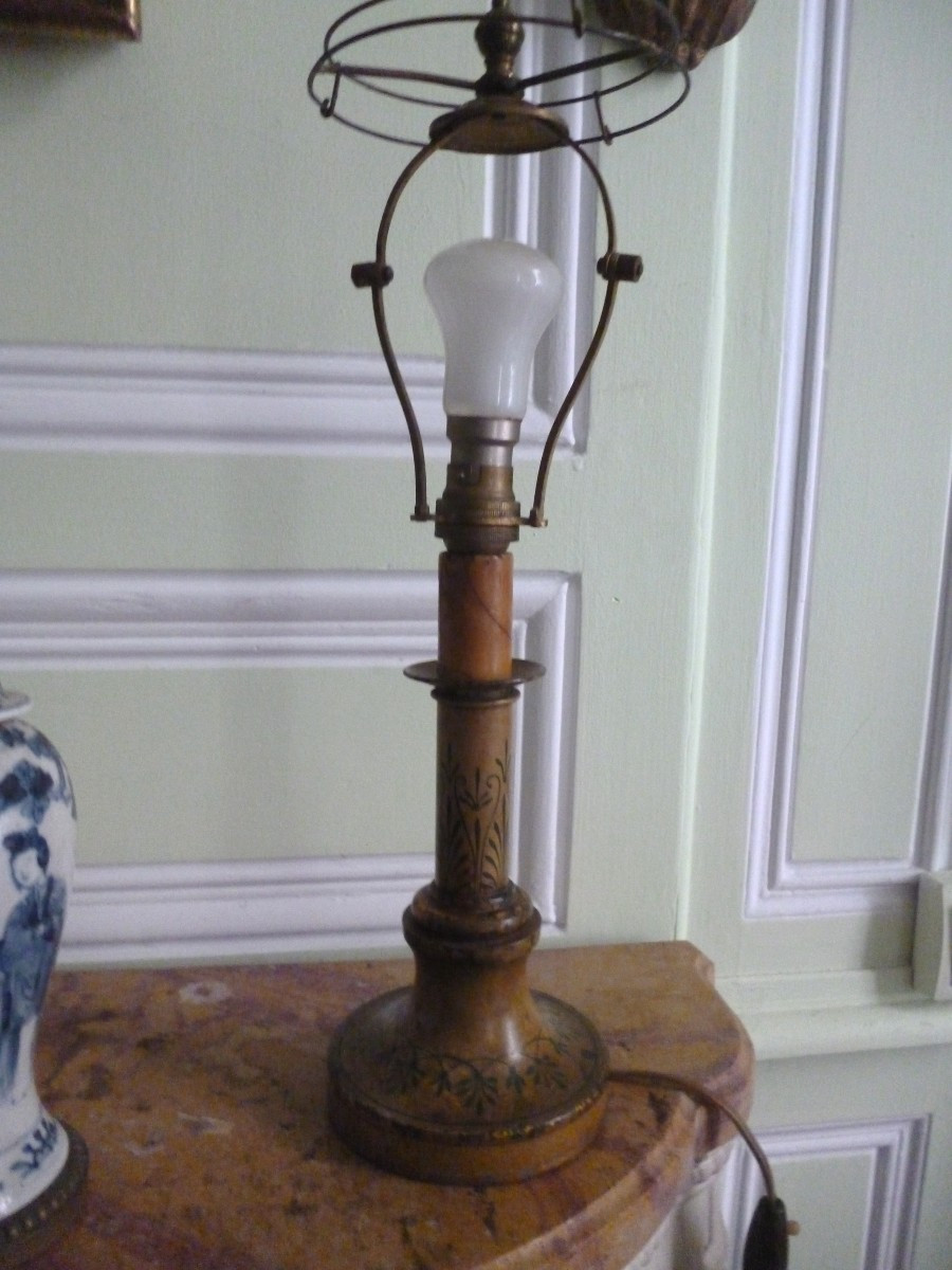 Painted Metal Candlestick Lamp-photo-3