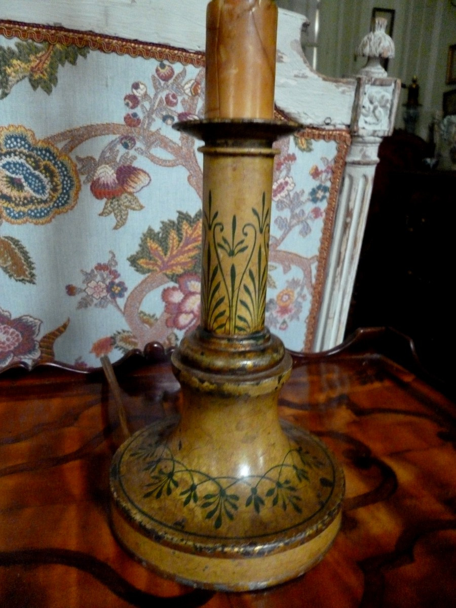 Painted Metal Candlestick Lamp