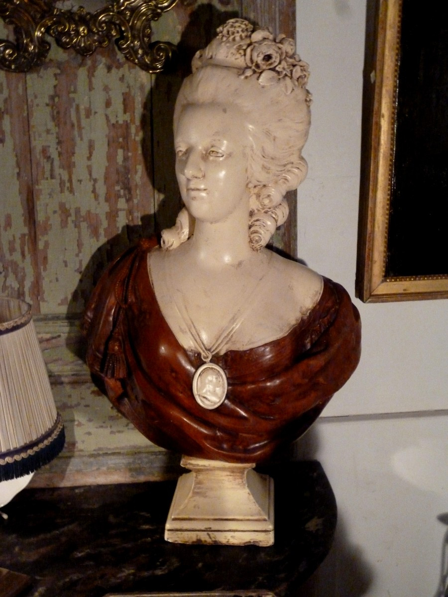 Large Bust Of Marie Antoinette, 88 Cm-photo-4
