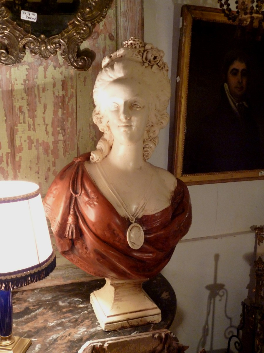 Large Bust Of Marie Antoinette, 88 Cm-photo-6