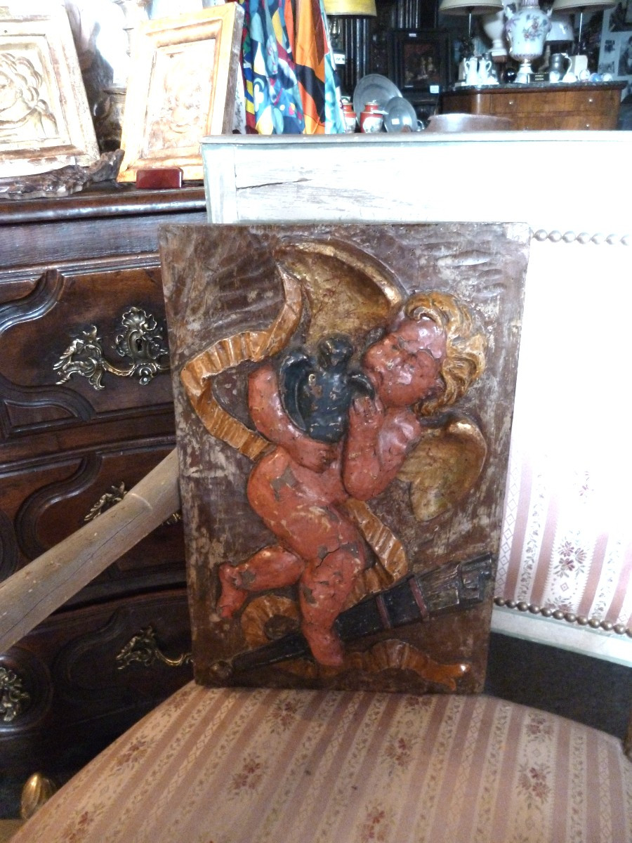Carved Panel Louis XV Period Cupid-photo-3