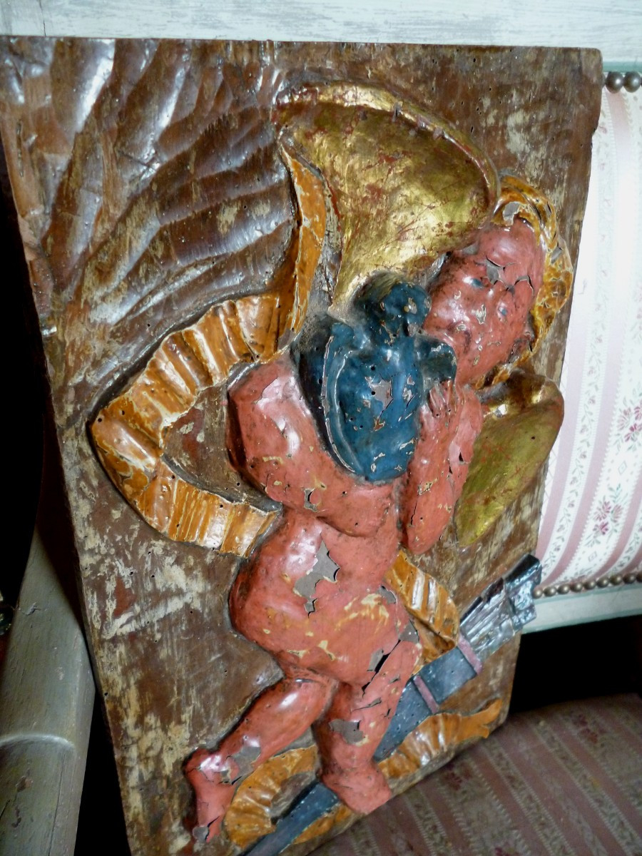 Carved Panel Louis XV Period Cupid-photo-6