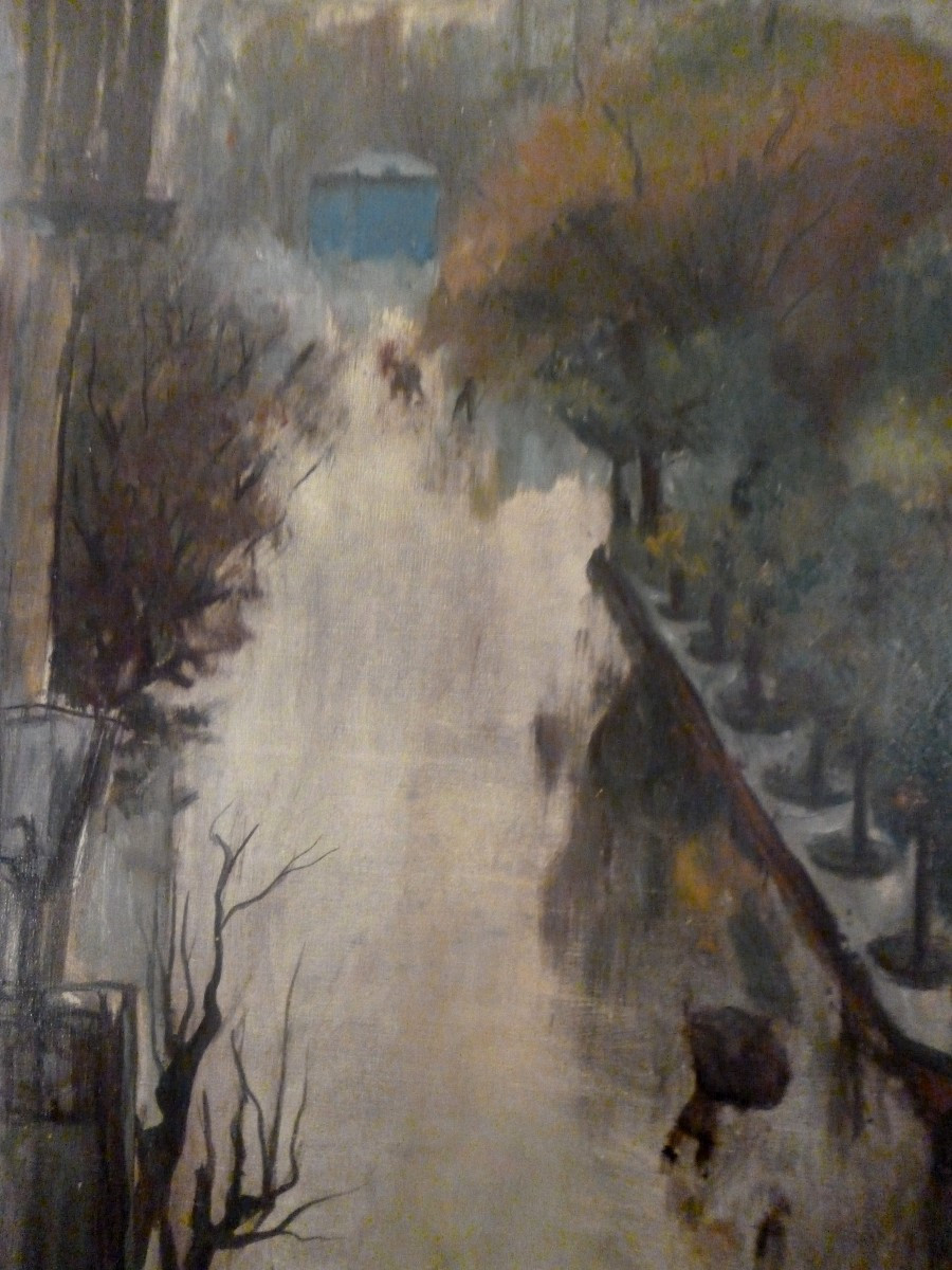 Large Painting View Of Paris 1900-photo-2