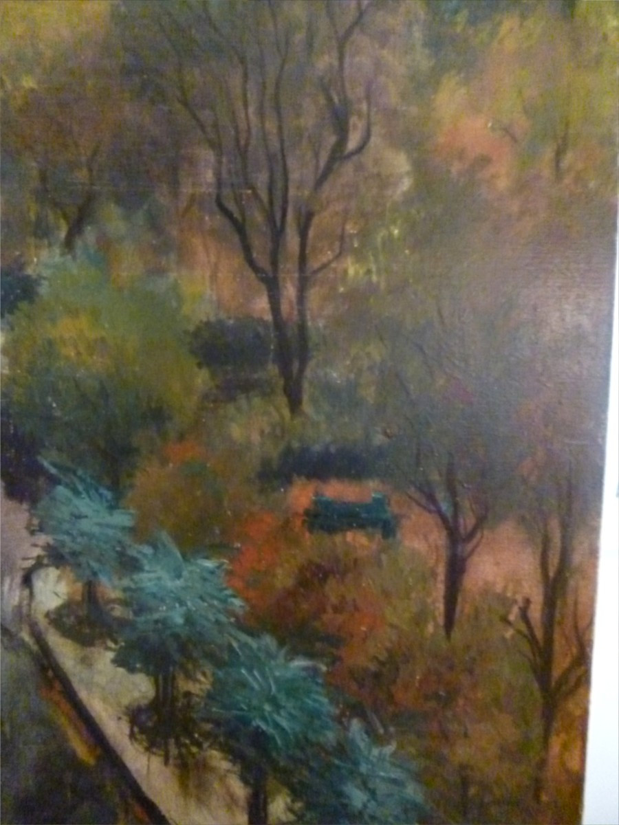 Large Painting View Of Paris 1900-photo-3