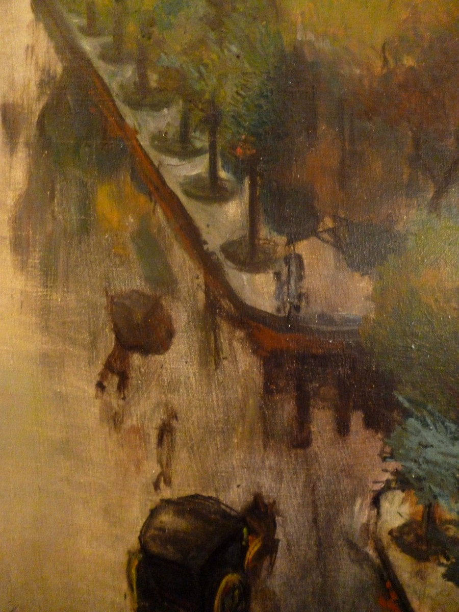Large Painting View Of Paris 1900-photo-4