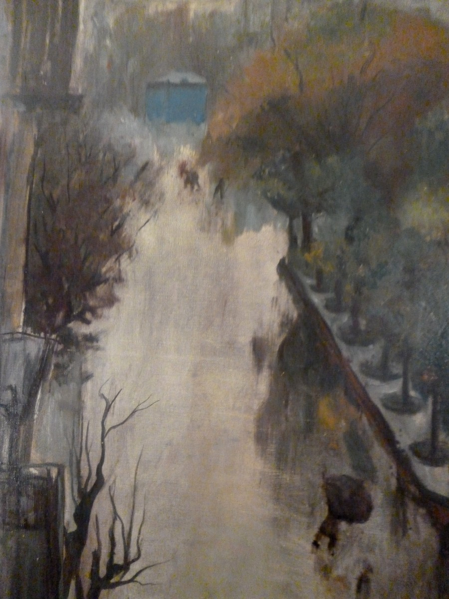 Large Painting View Of Paris 1900-photo-4