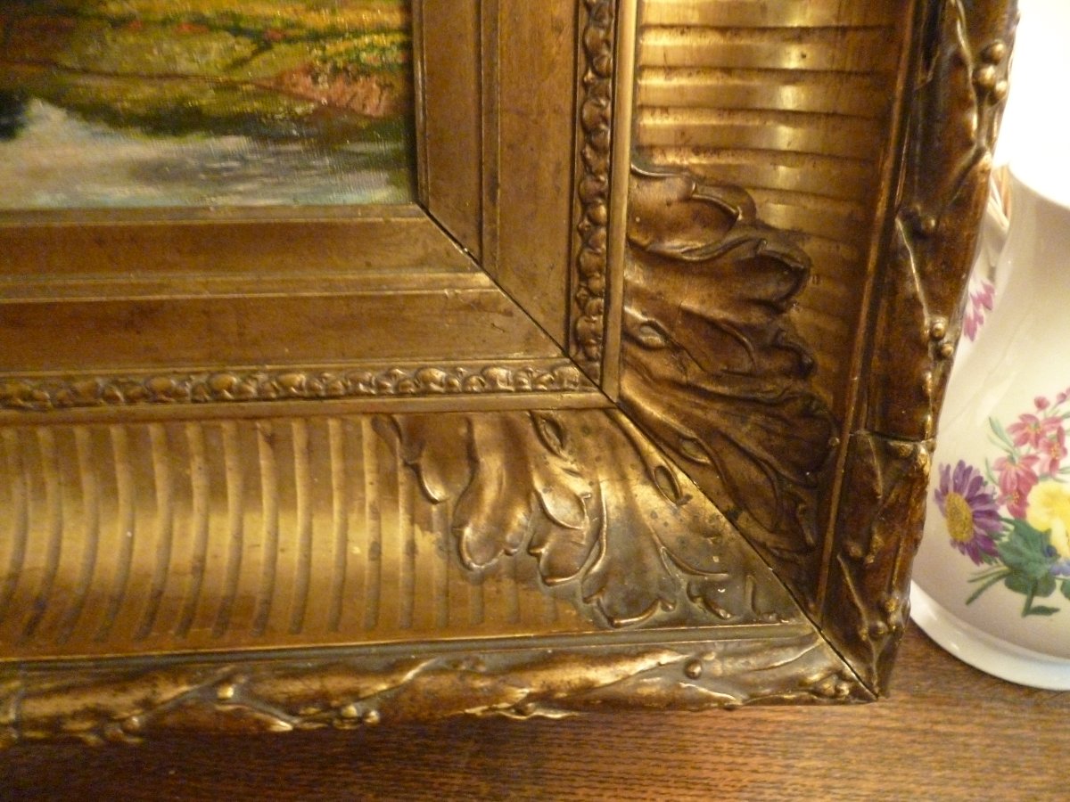 Huile  Sur  Toile  Paysage  Romantique  vers  1850-photo-3