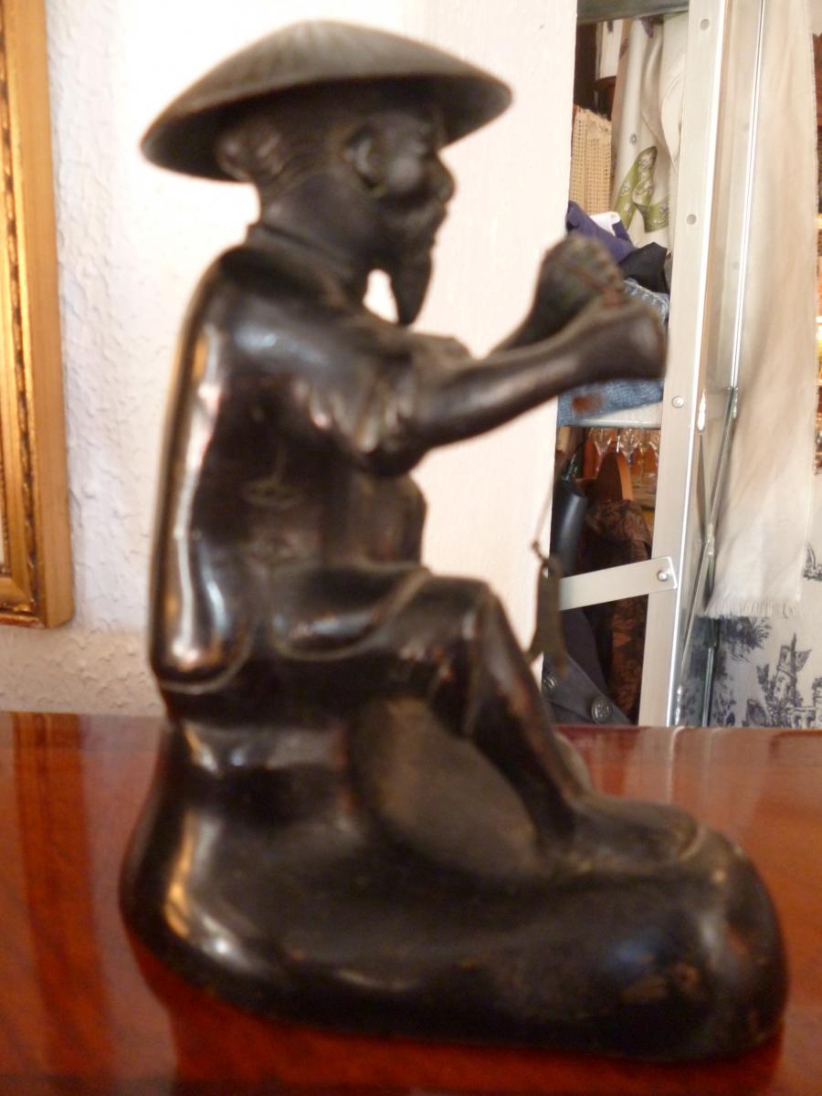 Bronze Asian Fisherman Nineteenth-photo-4