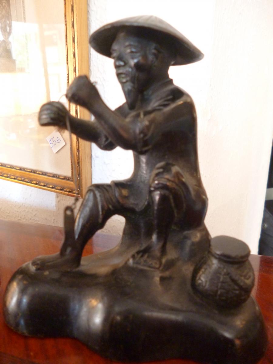 Bronze Asian Fisherman Nineteenth-photo-7