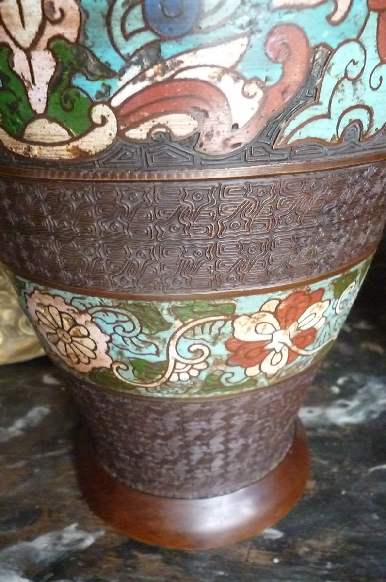 Paires De Vases Cloisonnés En Bronze Chine-photo-4