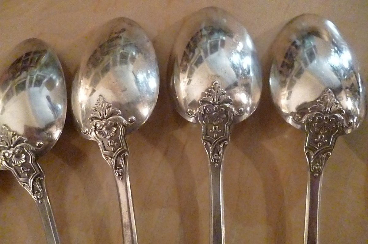 Eight Large Spoons Sterling Silver Goldsmith Henin-photo-2