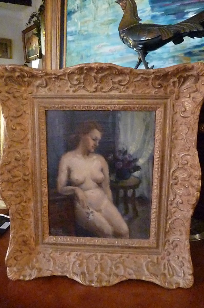 H . S ; T ;  Année 30 Femme Nue Dans Un Intérieur-photo-8