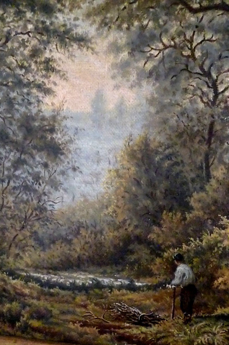  Huile Paysage Sous Bois -photo-3