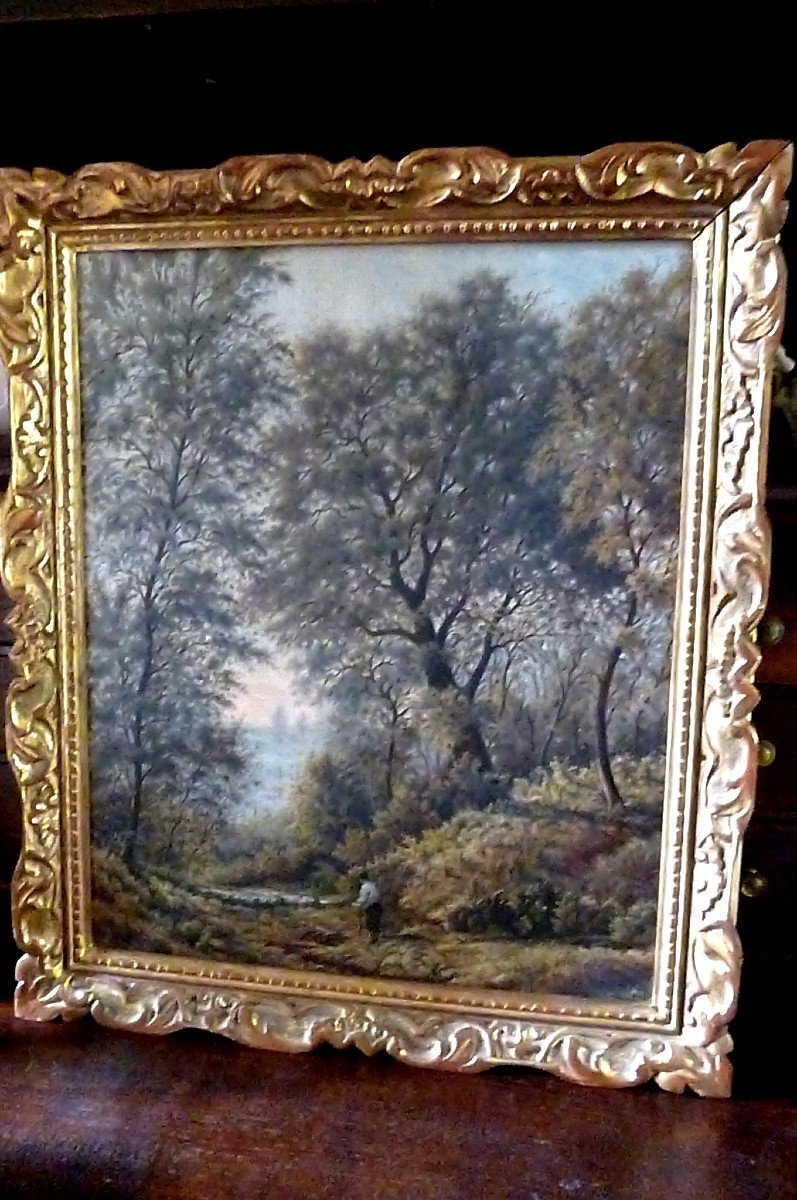  Huile Paysage Sous Bois -photo-5