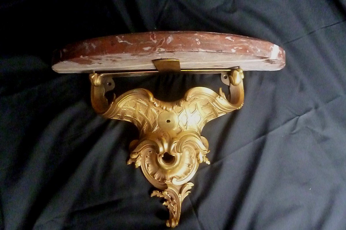 Console Murale Bronze  Et Marbre époque Louis XV