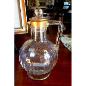 Carafe  Cristal Et Dorure Fin XIX E 