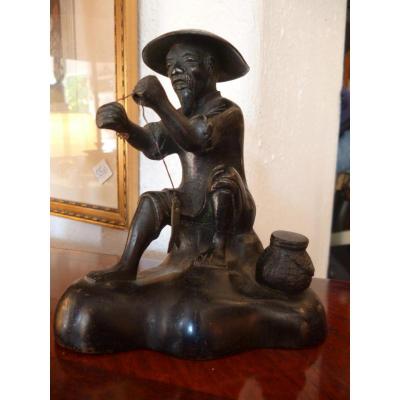 Bronze Asian Fisherman Nineteenth