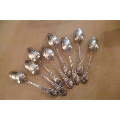 Eight Large Spoons Sterling Silver Goldsmith Henin