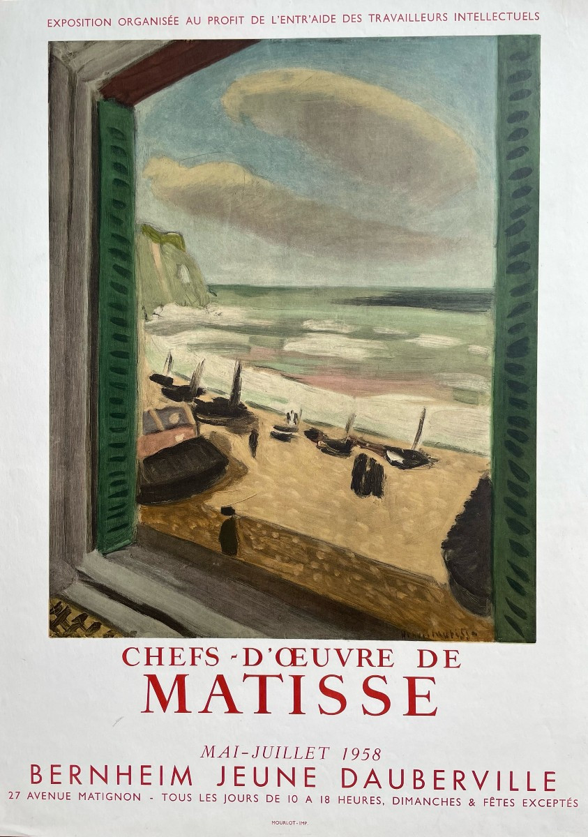 AFFICHE EXPOSITION CHEFS - D'OEUVRE DE HENRI MATISSE - 1958 