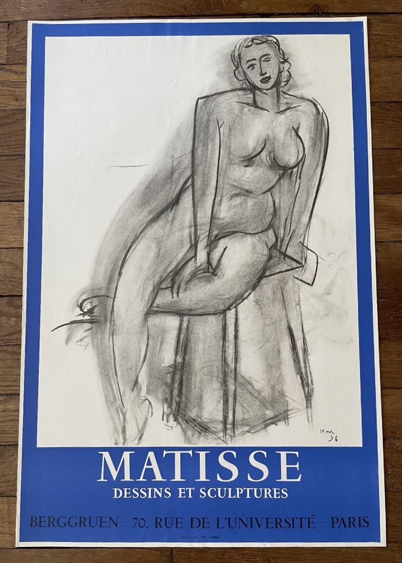 AFFICHE EXPOSITION DESSINS ET SCULPTURE DE HENRI MATISSE - 1958 
