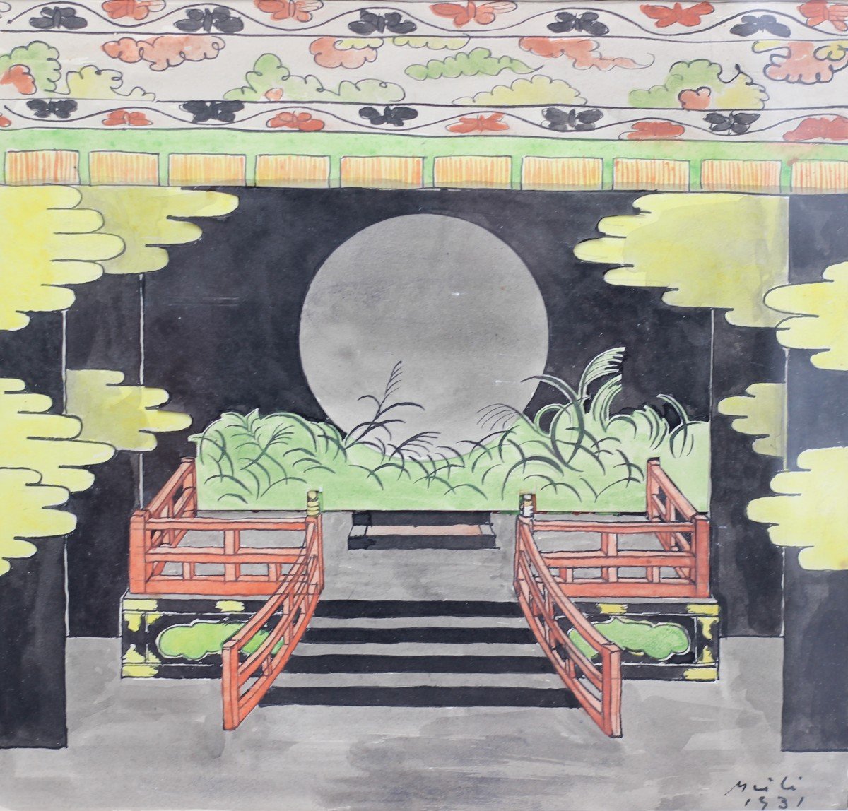 Conrad MEILI (1895-1969) - Projet de théâtre japonais-photo-1