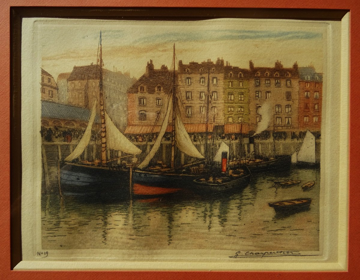 Georges Charpentier ( 1846-1925) " Quai du port de Dieppe ou La Rochelle, v.1900 " Ernest Chevalier, Henri Callot, Balande, Lessieux...