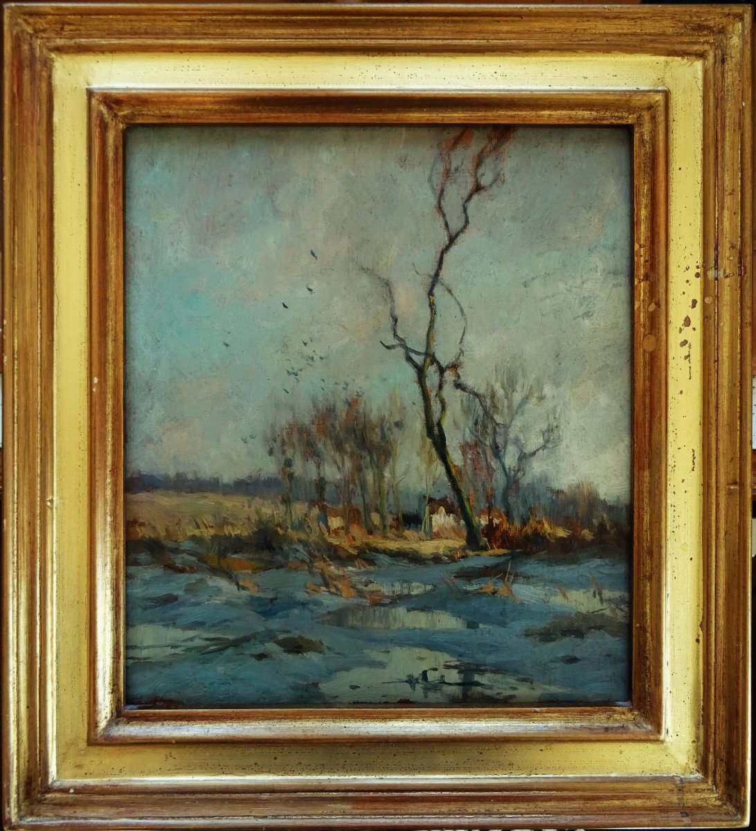 Alexandre Jacob (1876-1952) " Lumière d'hiver et neige dans les marais " Amiens, vallée de la Marne, Somme, Cortès, U.K, Symbolisme