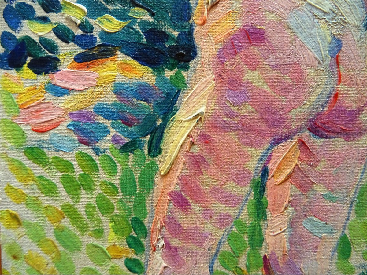 Edouard Fer ( 1887-1959) " Nu de dos, v.1907 " Fauve Néo-impressionniste, Pointillisme, Nice, Seurat, Signac, Cross-photo-5