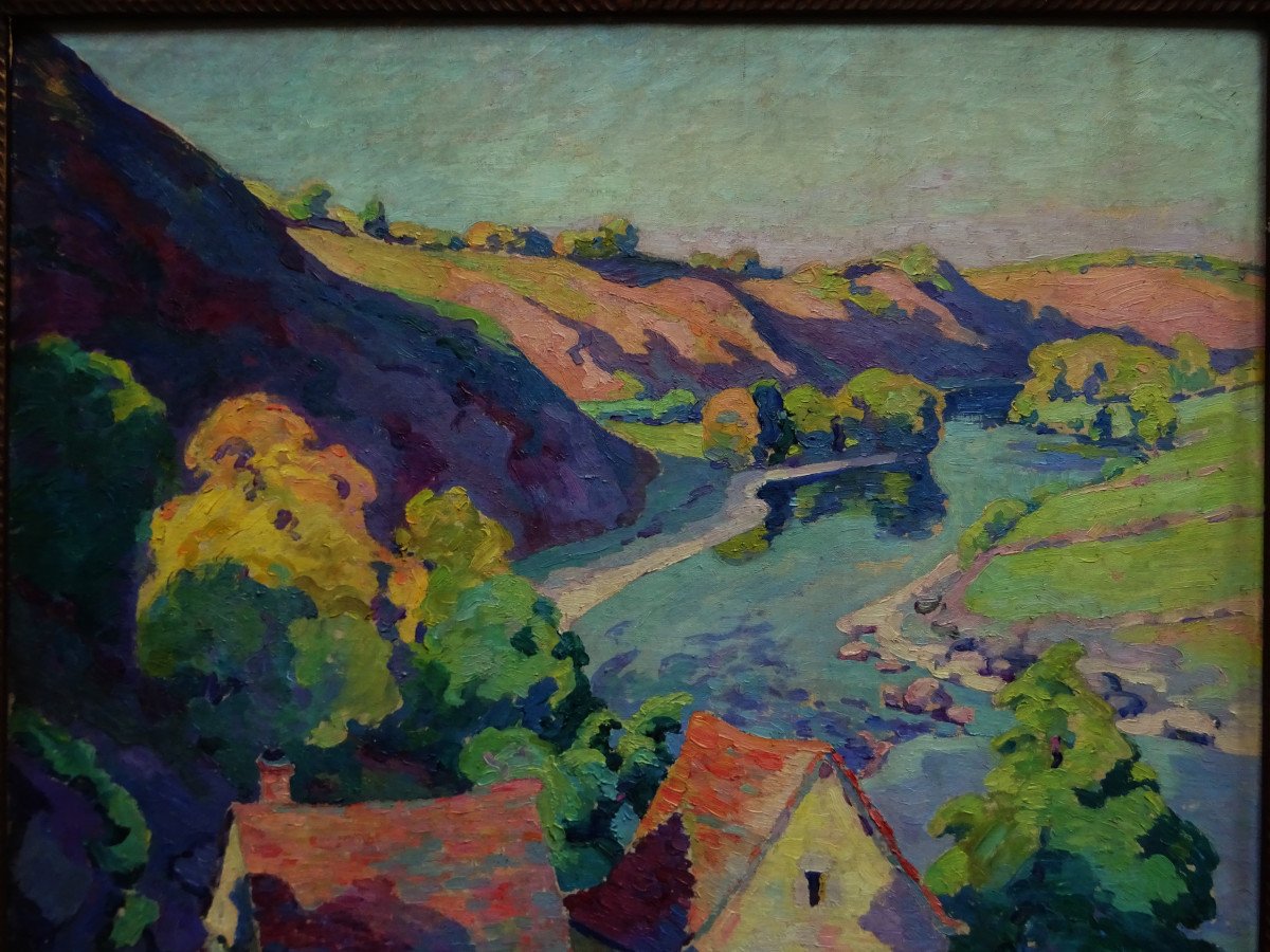 Clémentine Ballot ( 1879-1964) " Le Moulin Barrat Sur La Creuse C.1913 " Femme peintre de l'école de Crozant, élève de Detroy et Guillaumin-photo-2