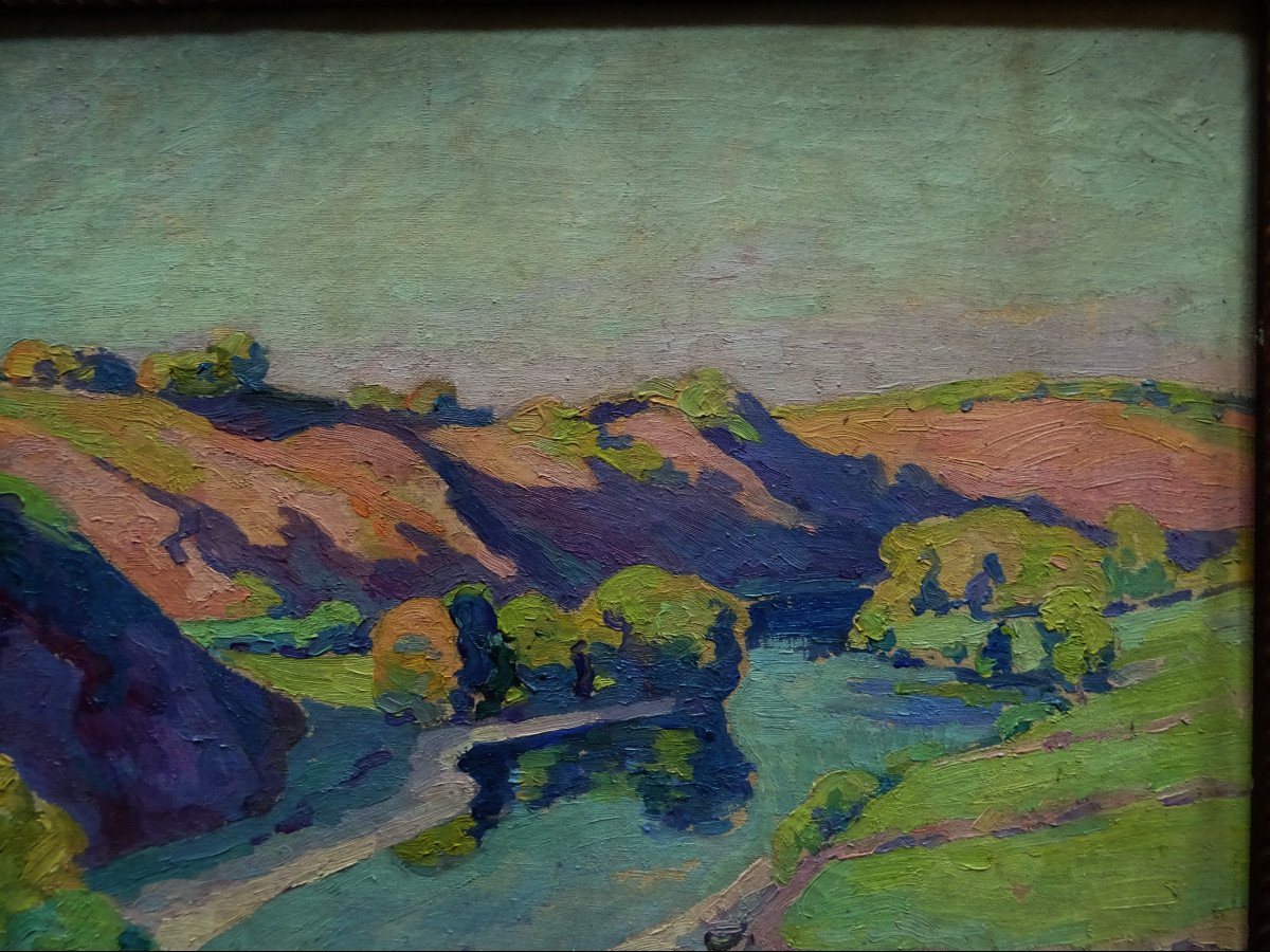 Clémentine Ballot ( 1879-1964) " Le Moulin Barrat Sur La Creuse C.1913 " Femme peintre de l'école de Crozant, élève de Detroy et Guillaumin-photo-6