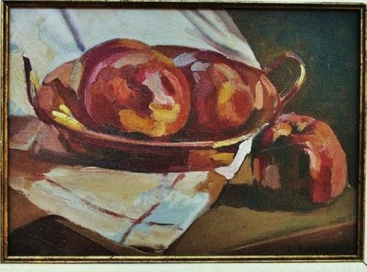 Marcel Causse (1879-1946) "Nature morte aux pommes et cuivre " Ecole Bitérroise, Béziers, Raoul Guiraud, Henri Bésiné, Louis Paul-photo-2