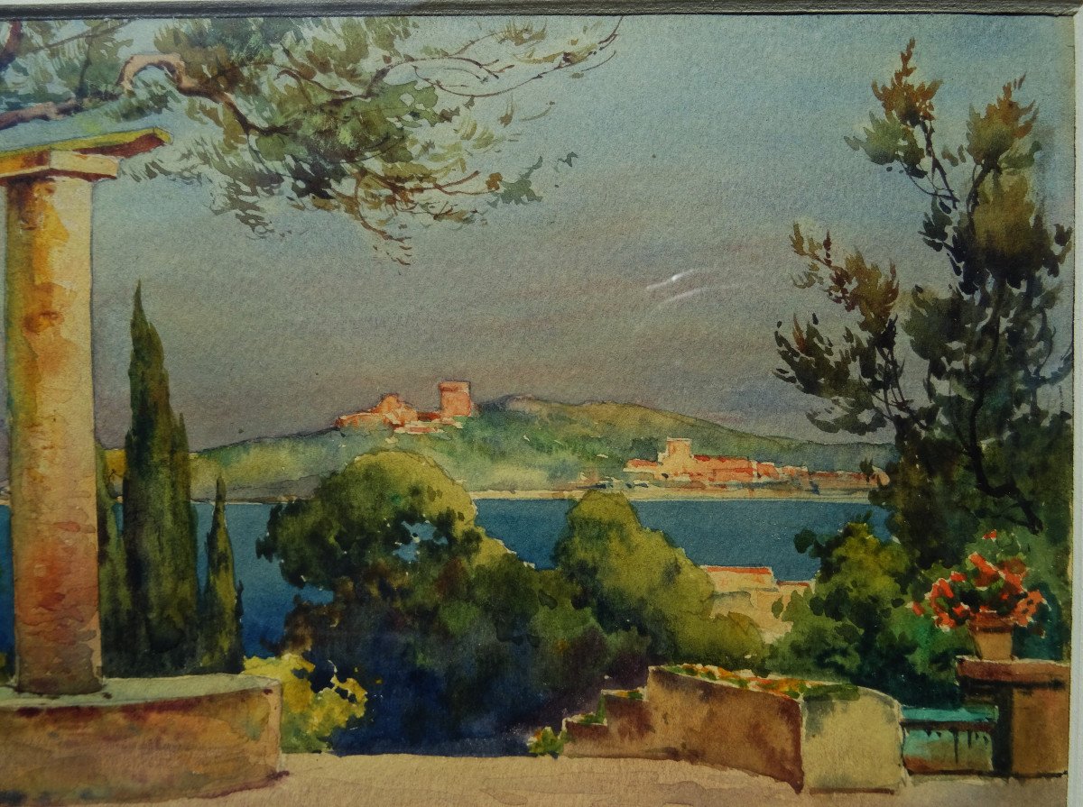 Ernest Louis Lessieux (1874-1938) "pergola On The Riviera, Roquebrune? "charentaise School, î-photo-3