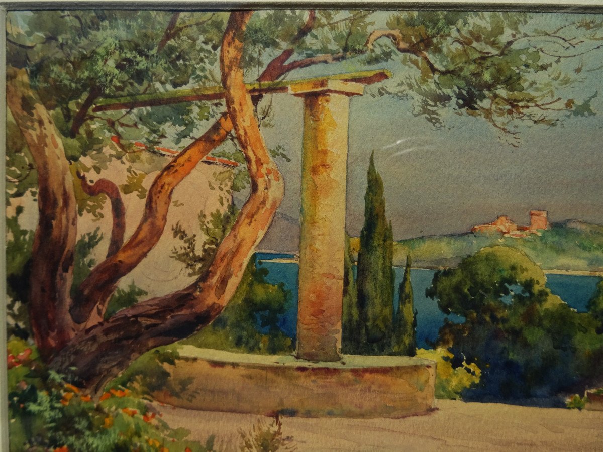 Ernest Louis Lessieux (1874-1938) "pergola On The Riviera, Roquebrune? "charentaise School, î-photo-4